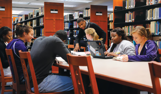 Students studying in the library